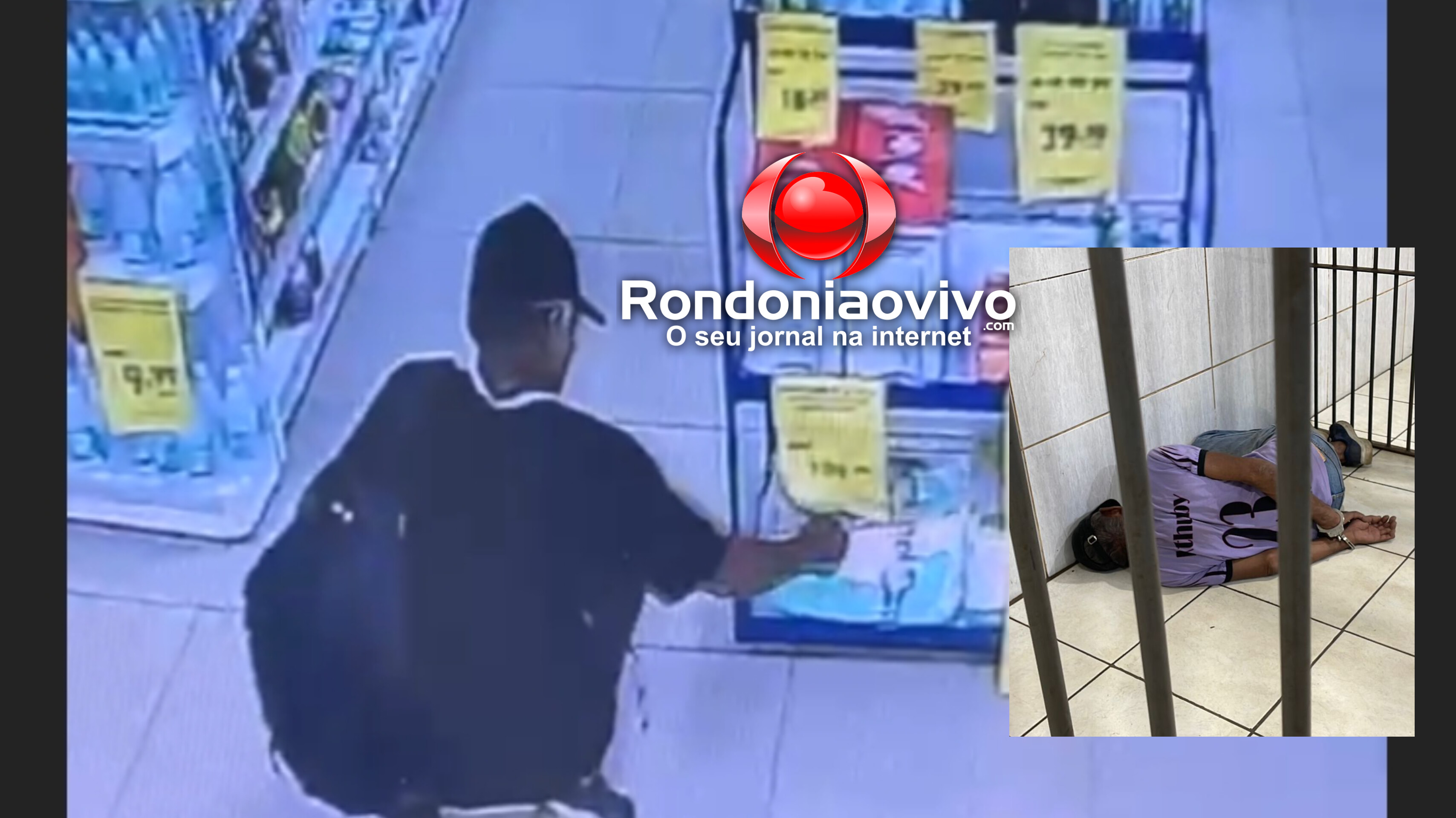 VEJA VÍDEO: Homem é preso após furtar pacotes de fraldas em farmácia na 7 de Setembro