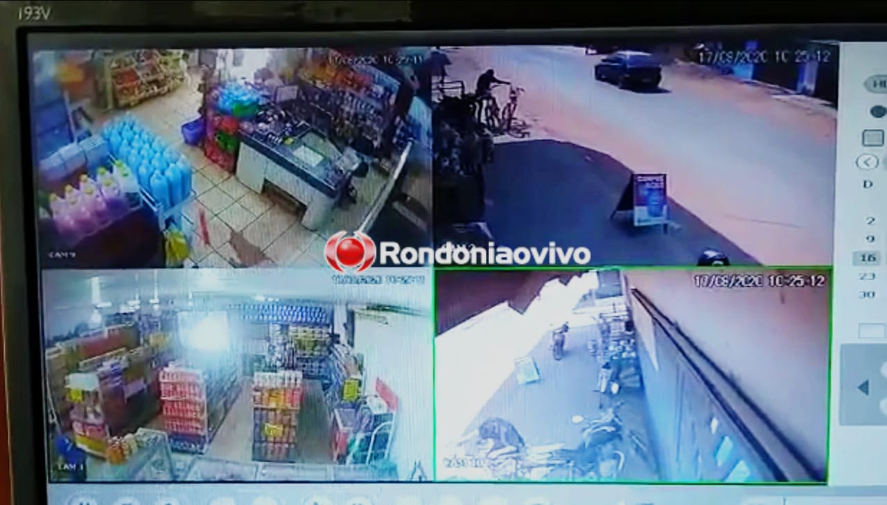 VÍDEO: Ladrão de bicicleta é filmado agindo na frente de mercado na zona Leste