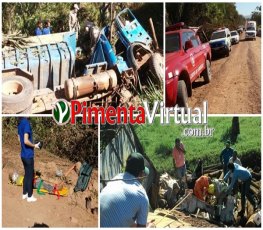 Caminhão perde o freio e causa grave acidente na zona rural