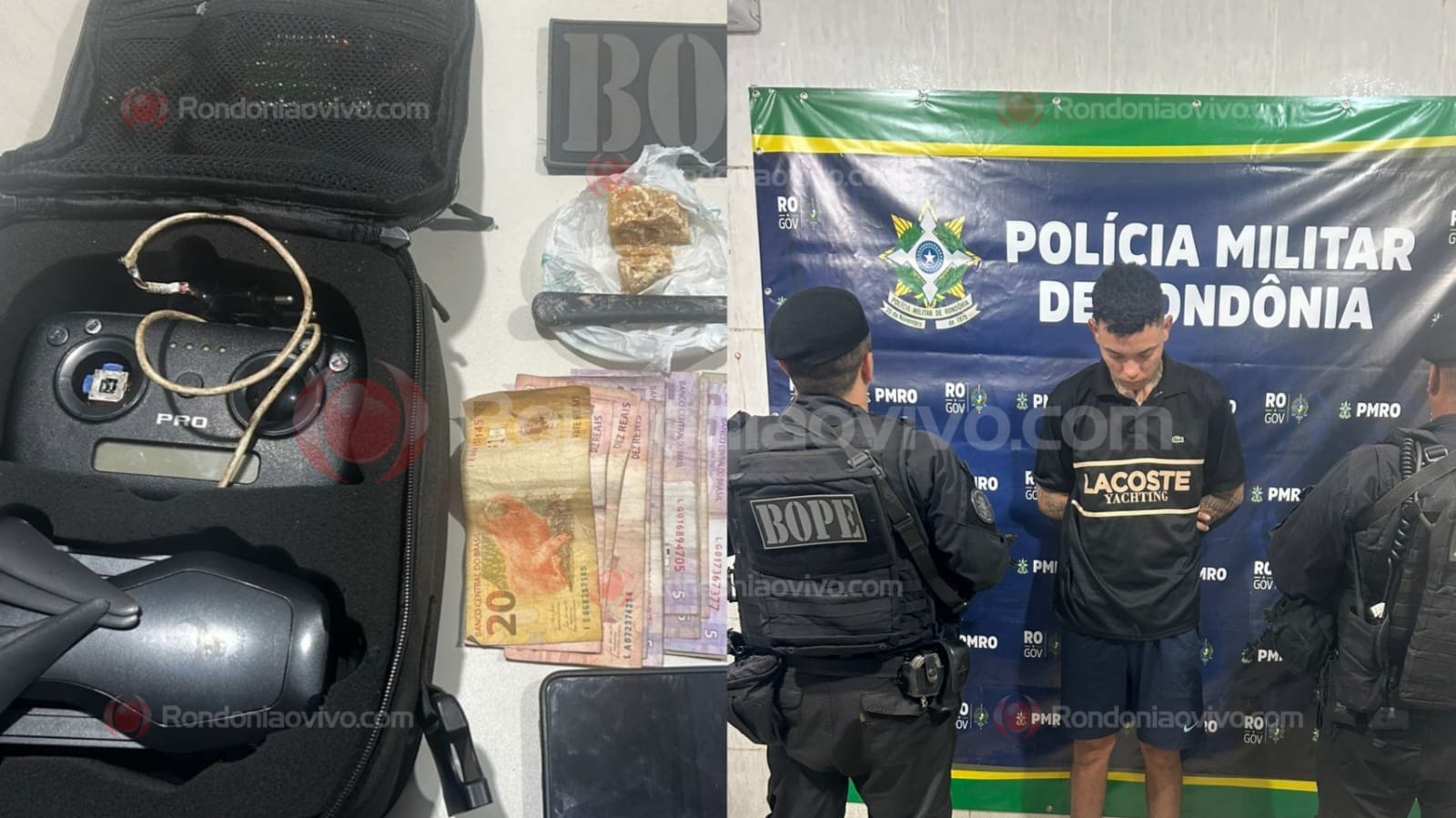 FLAGRANTE:  BOPE prende acusado de vender droga em praça que usava drone no tráfico 