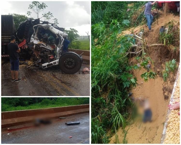 TRÁGICO: Mãe e filho morrem após colisão entre caminhões em Rondônia 