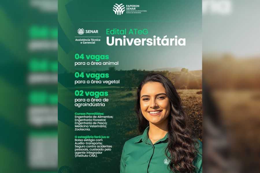 AGRO: Senar-RO está com inscrições para o Edital ATeG Universitária 