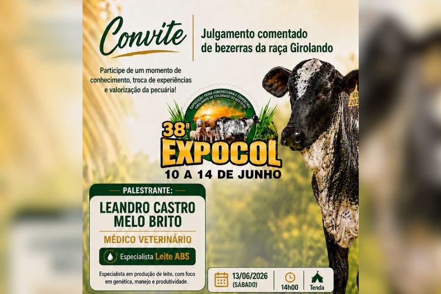 HOJE (13): Julgamento de Bezerras Girolando será destaque na 38ª Expocol