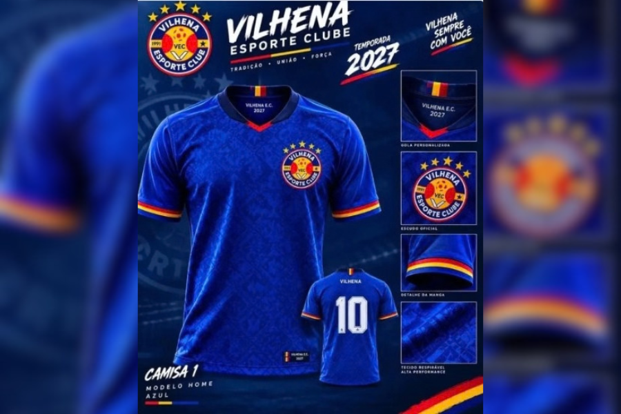 FUTEBOL: Vilhena lança camisa para marcar retorno ao futebol profissional