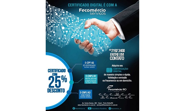 PROMOÇÃO: Certificado Digital com 25% de desconto é com a Fecomércio Serviços