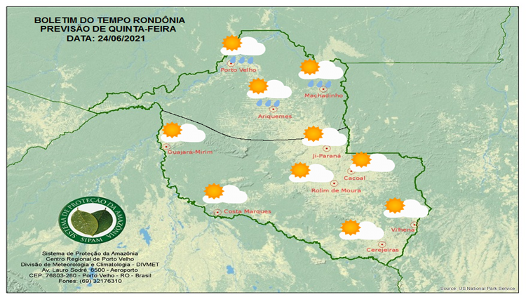 CLIMA: Veja a previsão do tempo para esta quinta-feira (24) em Rondônia