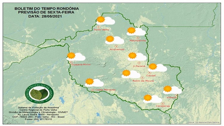 CLIMA: Veja a previsão do tempo para esta sexta-feira (28) em Rondônia