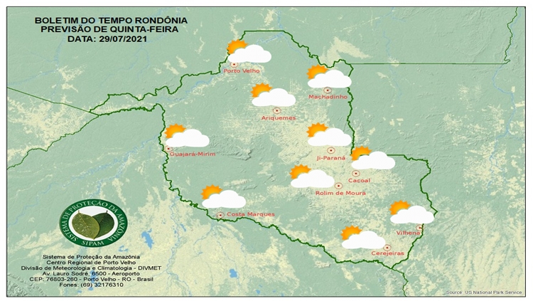 TODAS AS REGIÕES: Frente fria provoca queda de temperaturas em RO nesta quinta (29), diz Sipam