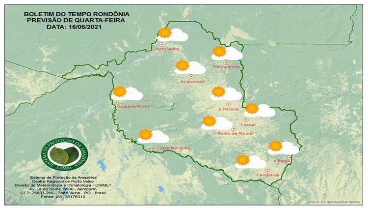 CLIMA: Veja a previsão do tempo para esta quarta-feira (16) em Rondônia