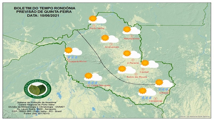 CLIMA: Veja a previsão do tempo para esta quinta-feira (10) em Rondônia