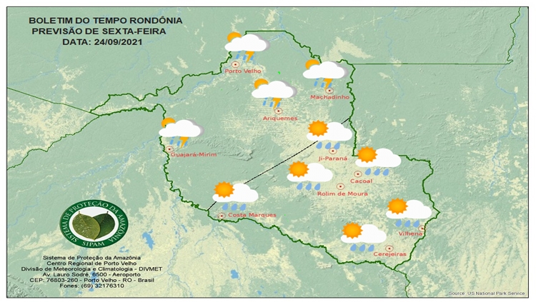 CLIMA: Confira a previsão do tempo para esta sexta-feira (24) em Rondônia 