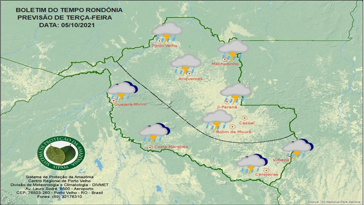 CLIMA: Confira a previsão do tempo para esta terça-feira (05) em Rondônia 