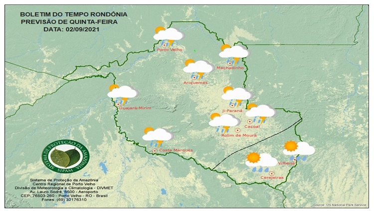 CLIMA: Confira a previsão do tempo para esta quinta-feira (02) em Rondônia