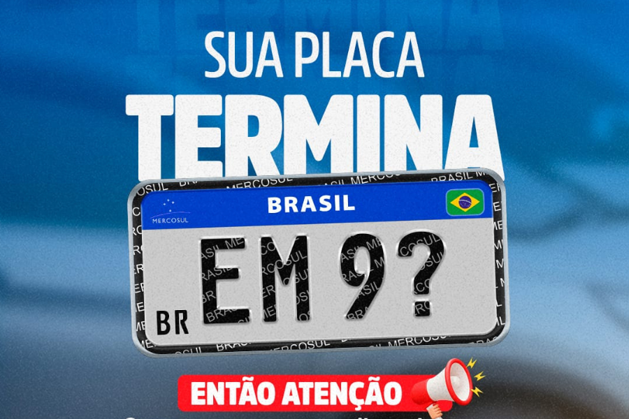 PRAZO FINAL: 30 de setembro é o último dia para pagar licenciamento de placas final 9