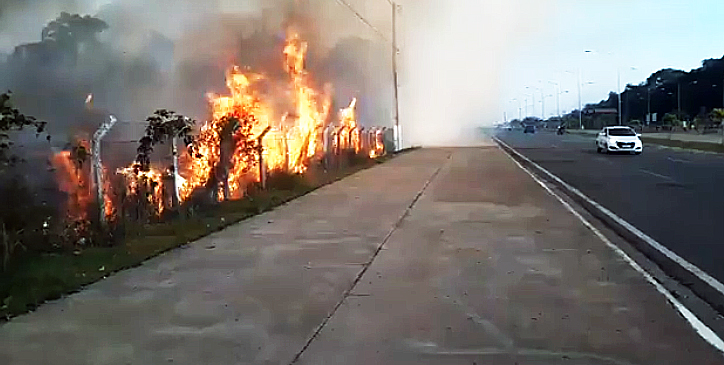 VÍDEO: Incêndio invade matagal próximo ao Espaço Alternativo