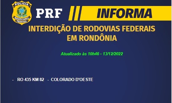 CRIMES: Rondônia tem um ponto de bloqueio em BR, diz PRF
