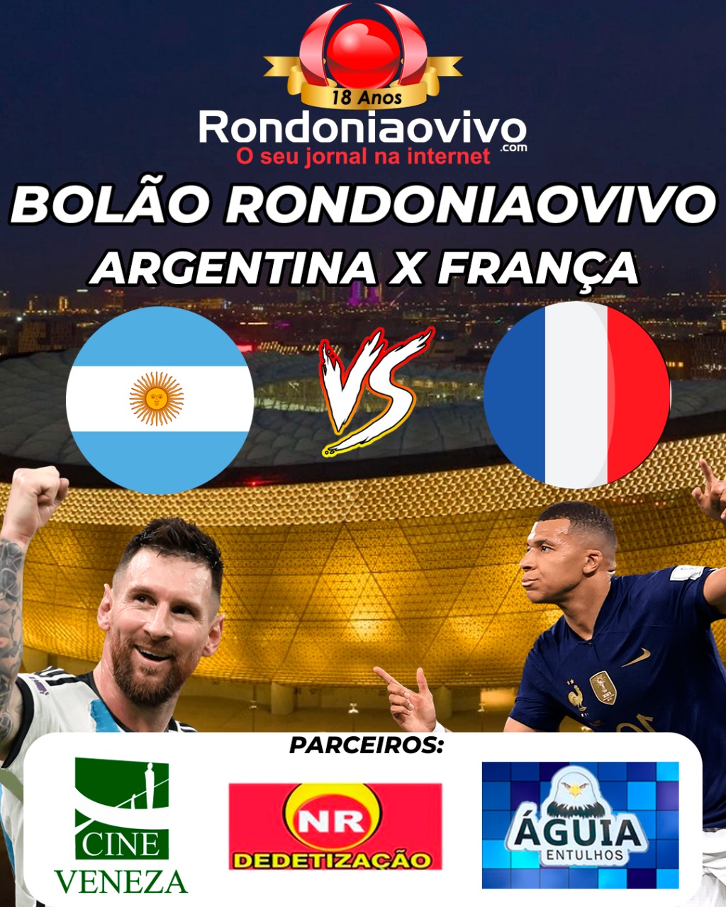 Final Copa do Mundo: Participe do Bolão Rondôniaovivo para o jogo Argentina e França