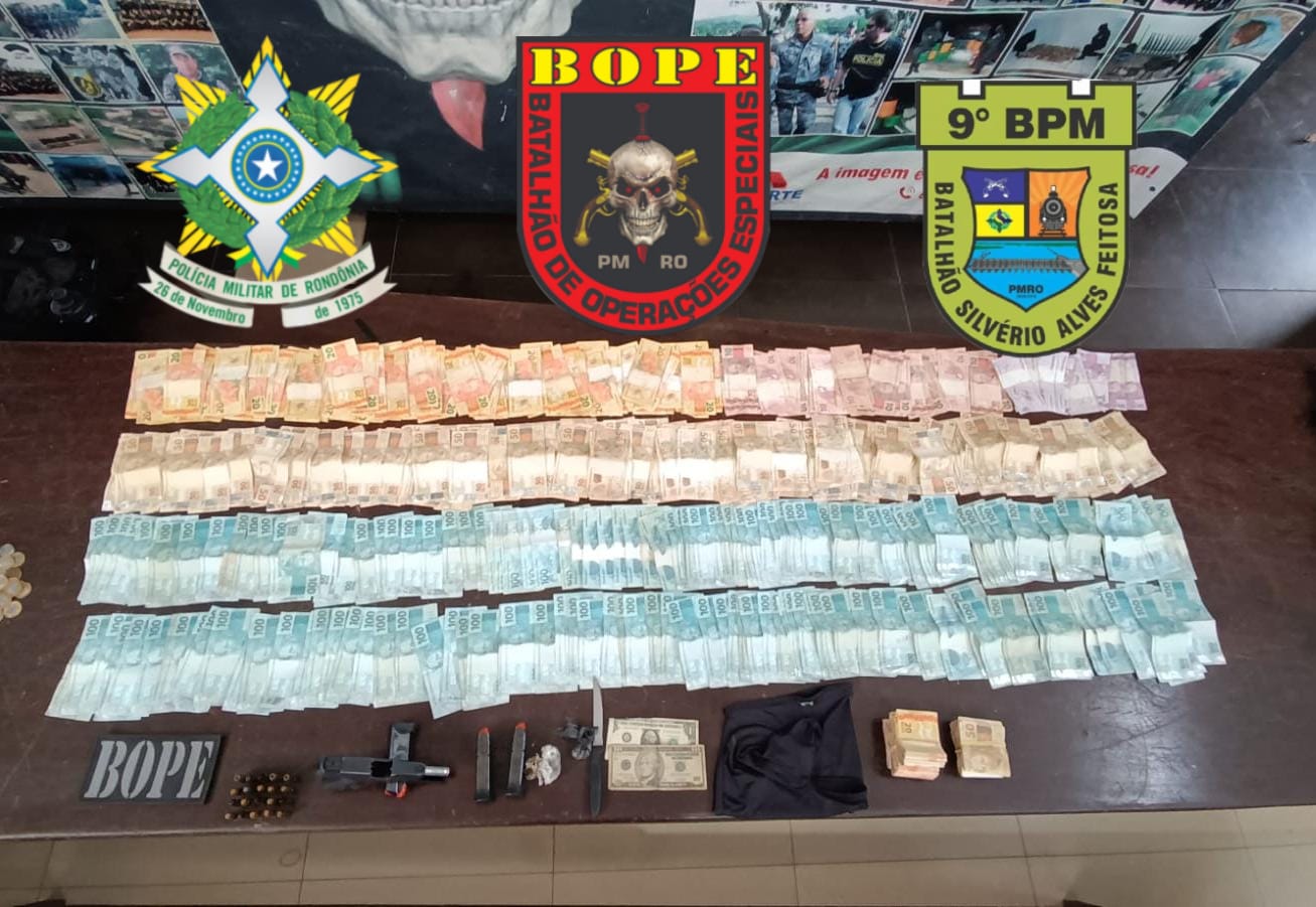 OPERAÇÃO: BOPE apreende arma, drogas e mais de R$ 35 mil na casa de traficante