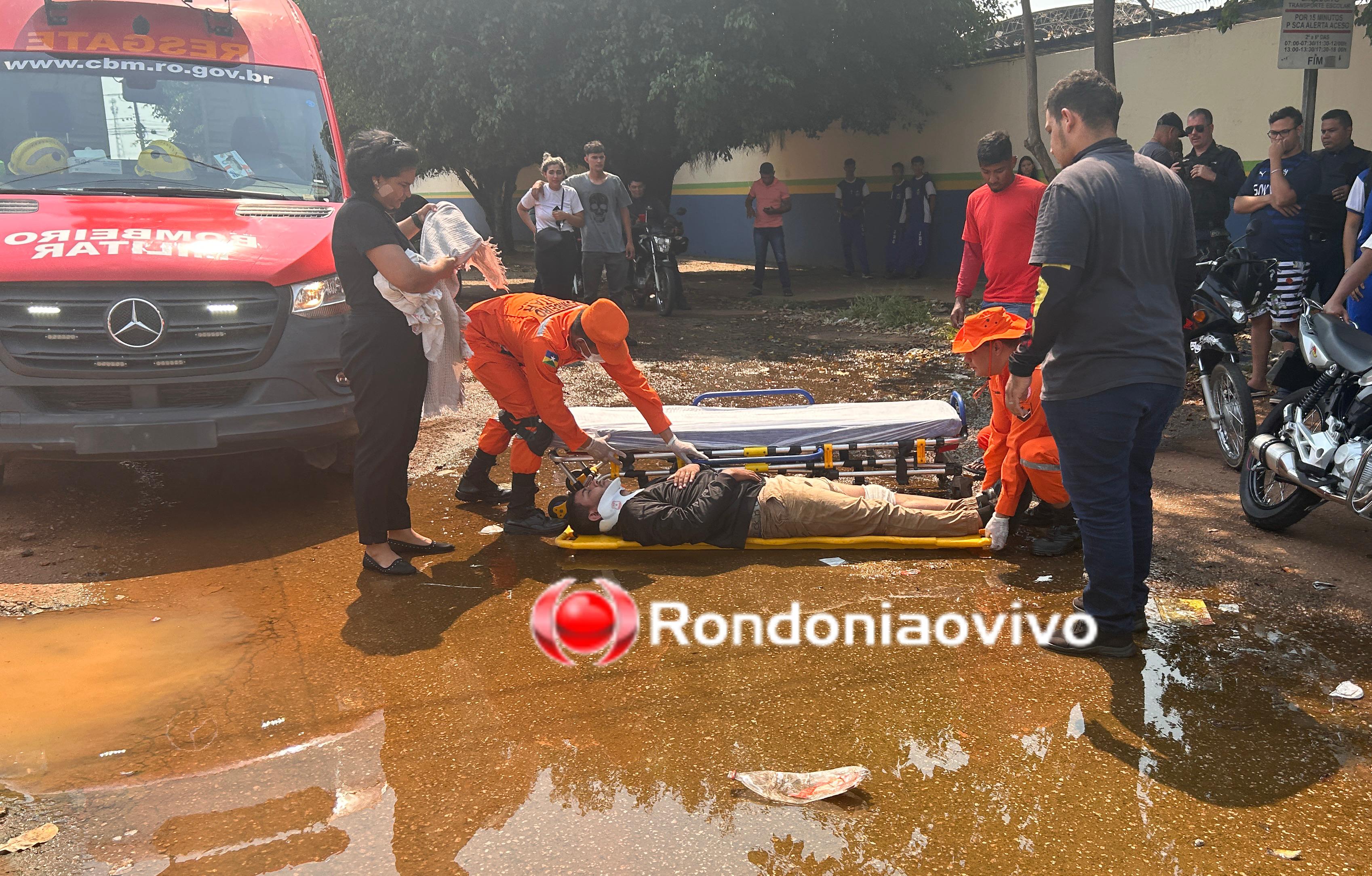 URGENTE: Motoboy de delivery sofre gravíssimo acidente na frente de escola