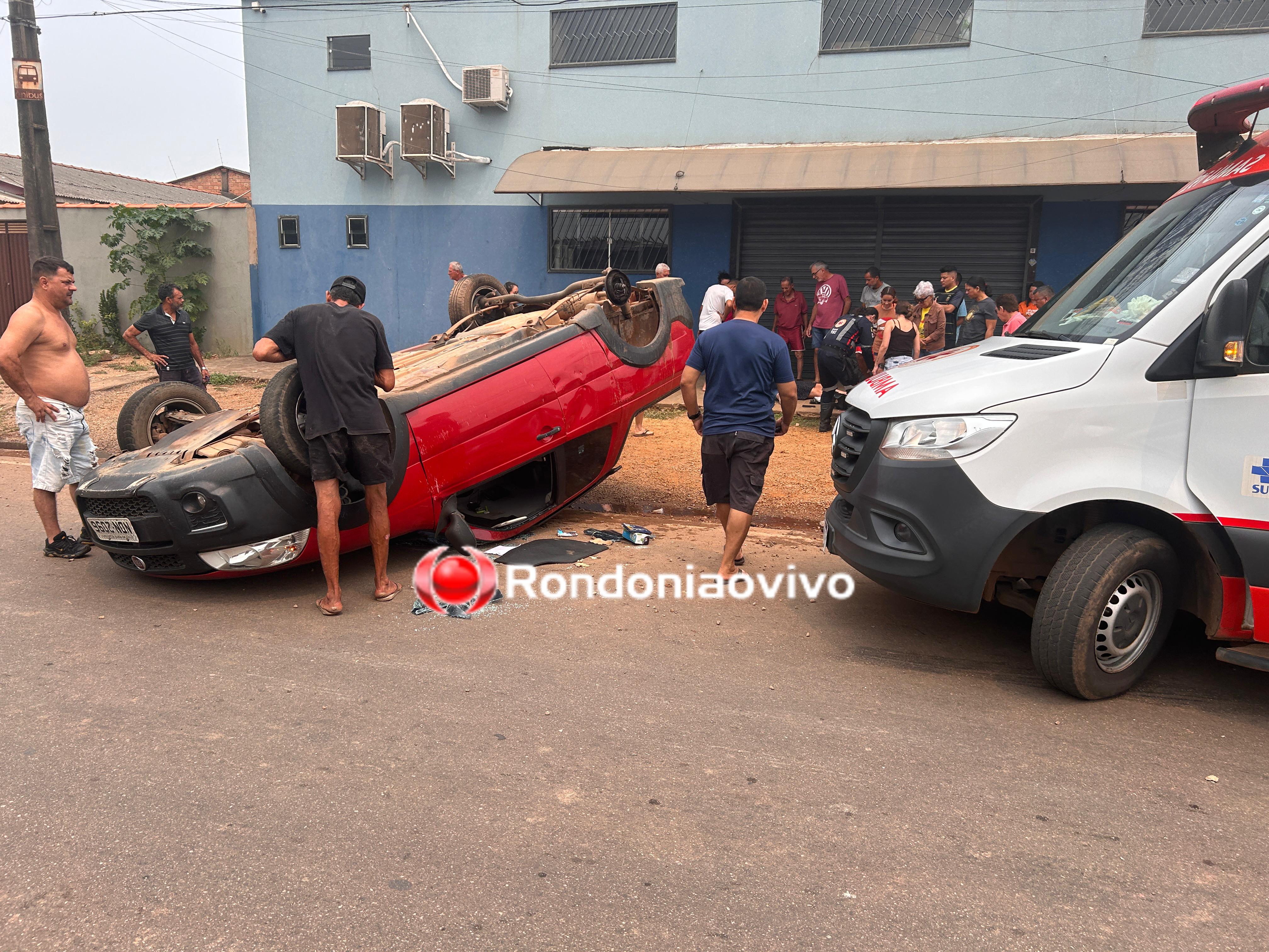 ASSISTA: Carro ocupado por crianças e mulheres capota após colisão na 'Jaci'