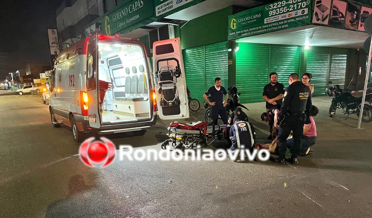 NO CENTRO: Passageira de moto sofre fraturas após Prisma invadir preferencial 