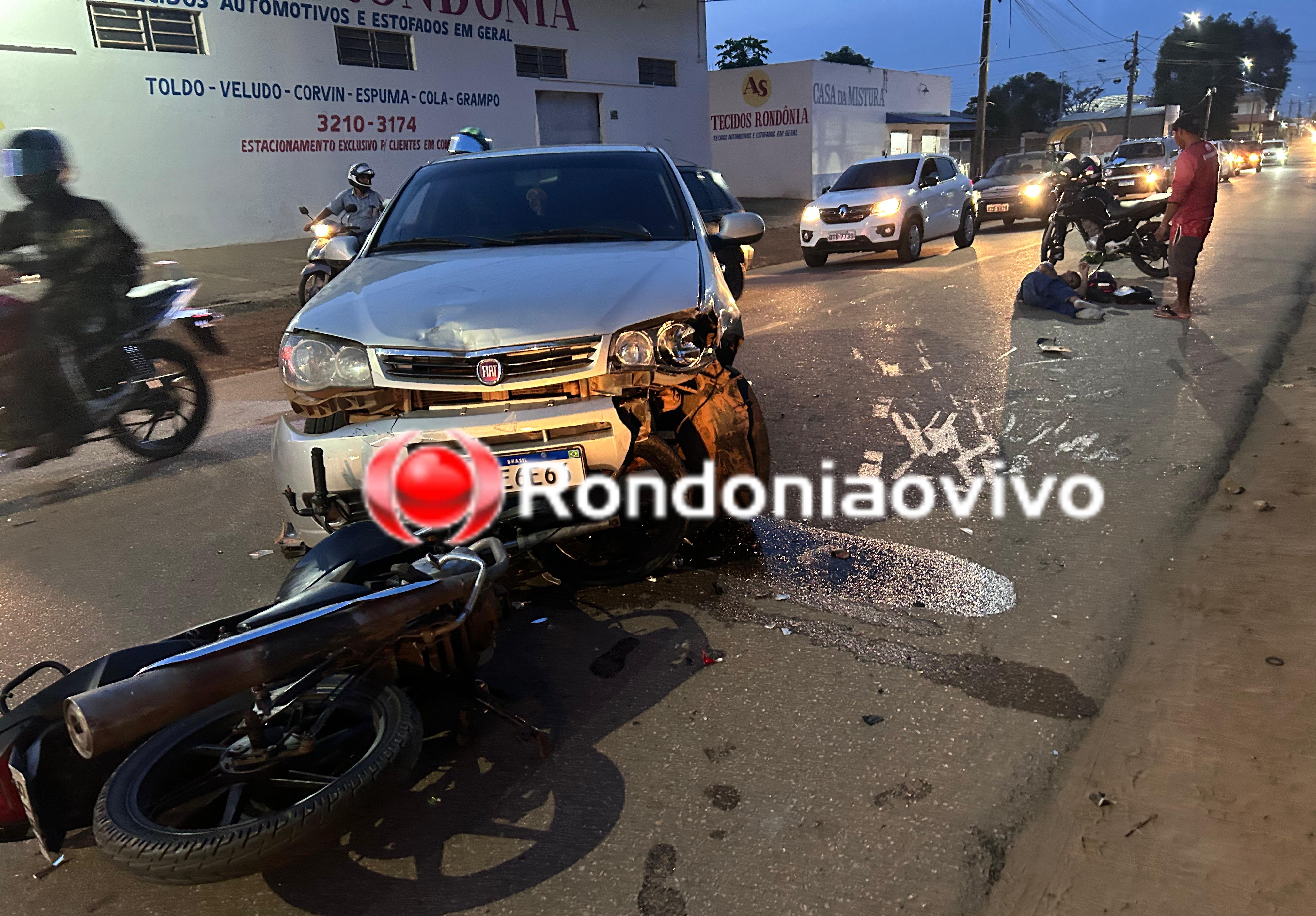 URGENTE: Motociclista fica em estado grave após colisão entre três veículos