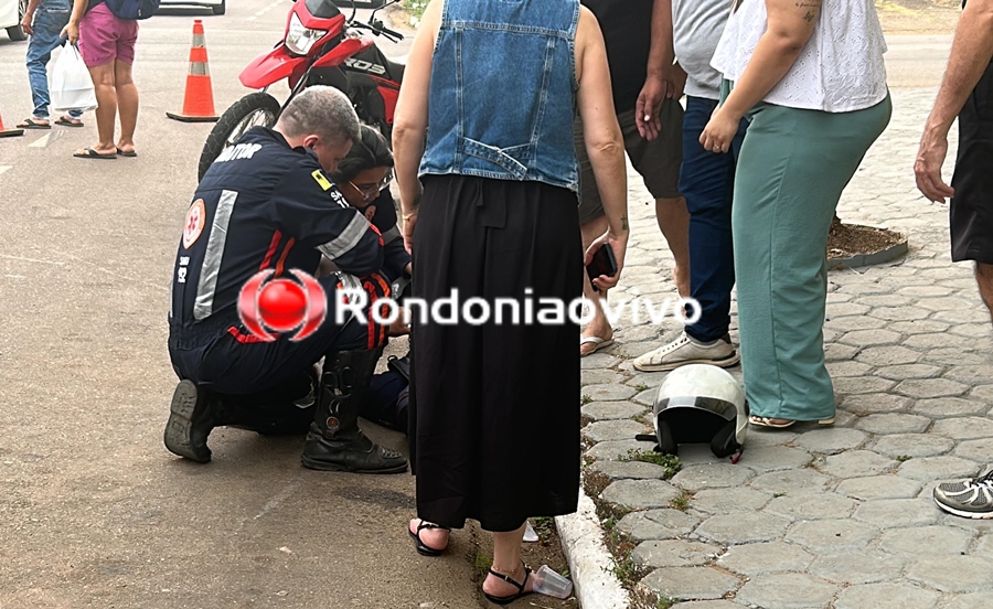 TERCEIRO NO CENTRO: Motociclista sofre grave acidente na Dom Pedro II