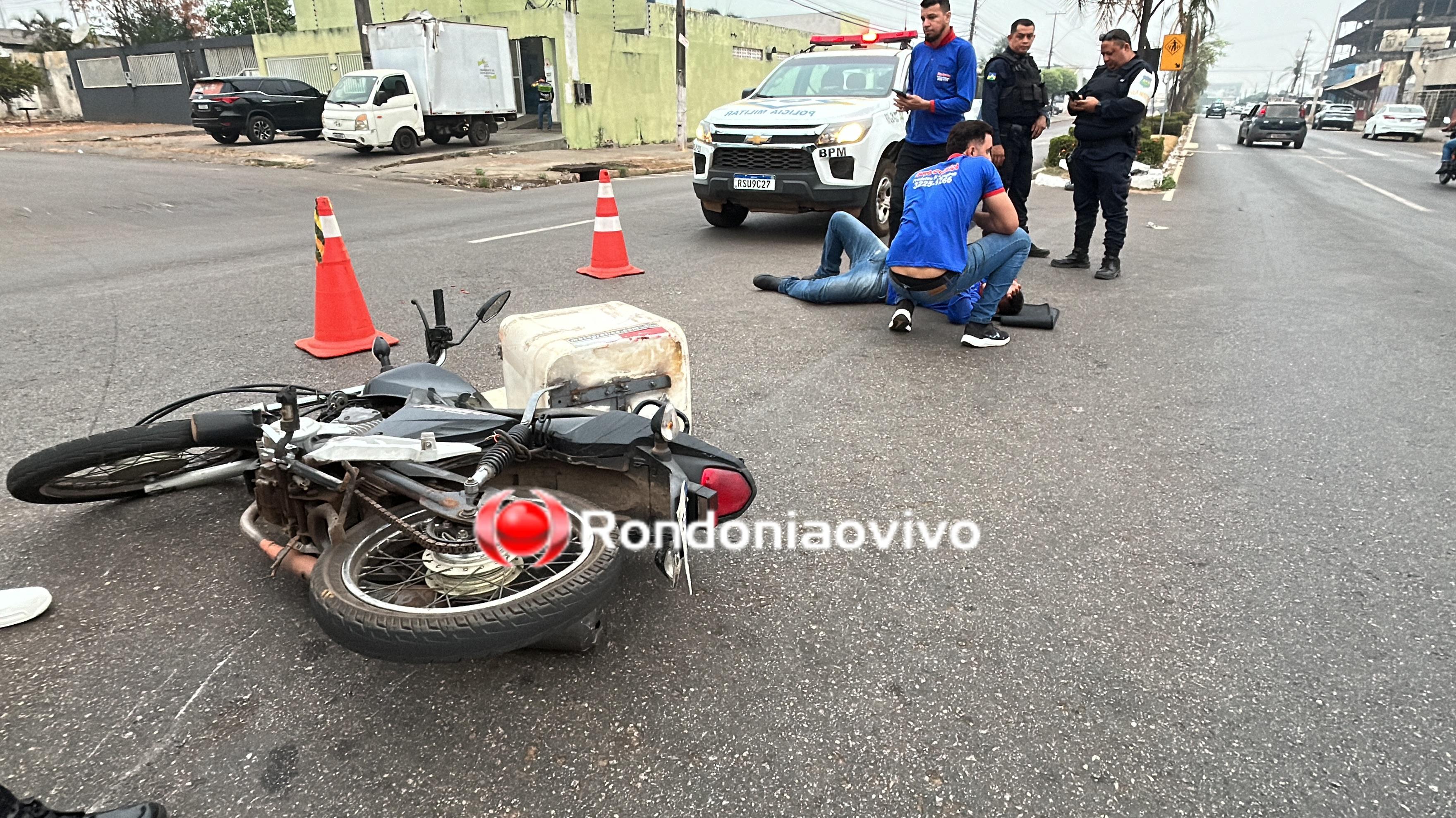 VÍDEO: Motoboy fica lesionado após batida com carro na Caúla