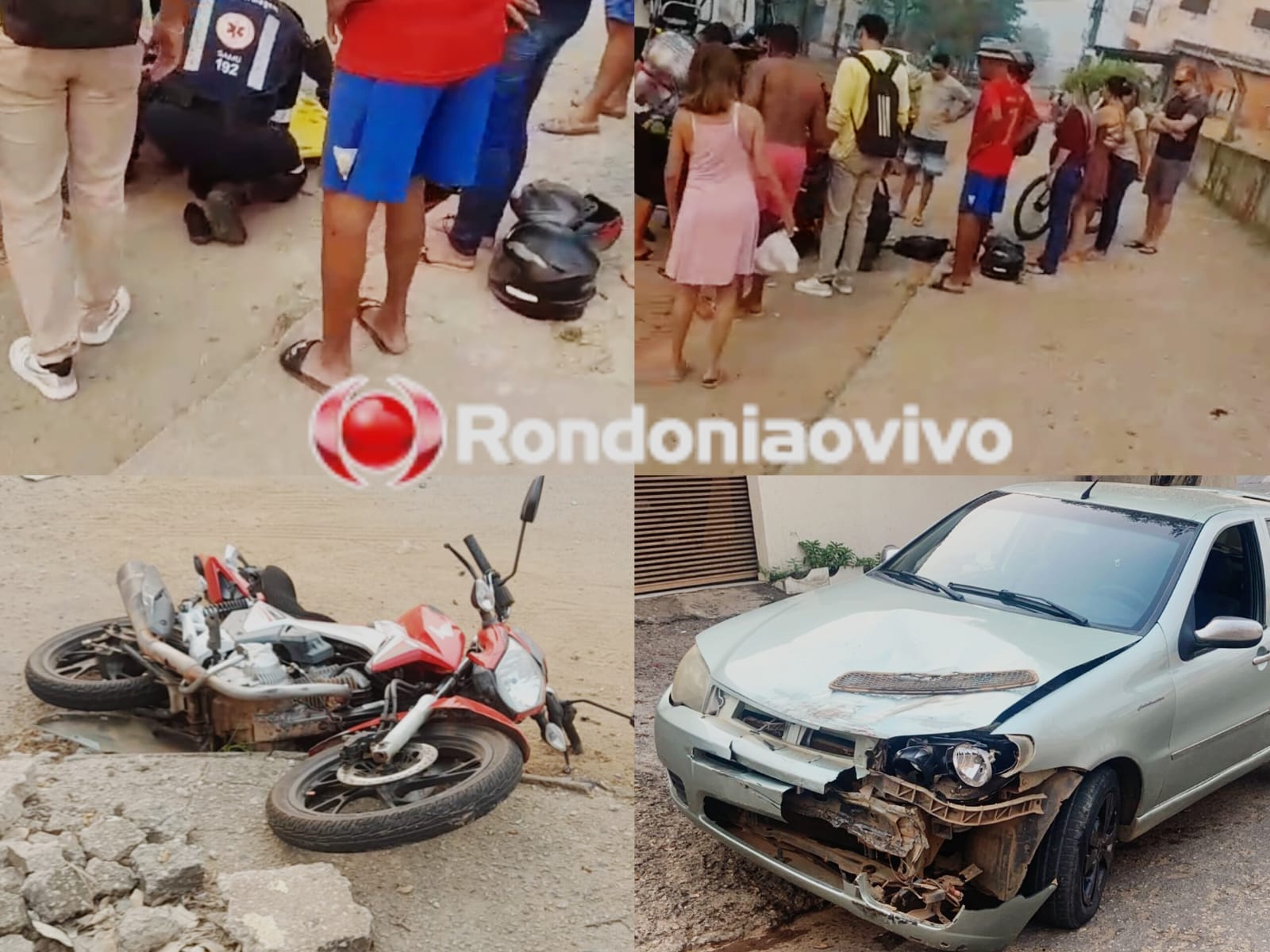 URGENTE: Jovem é socorrida em estado grave após acidente entre carro e moto no Centro