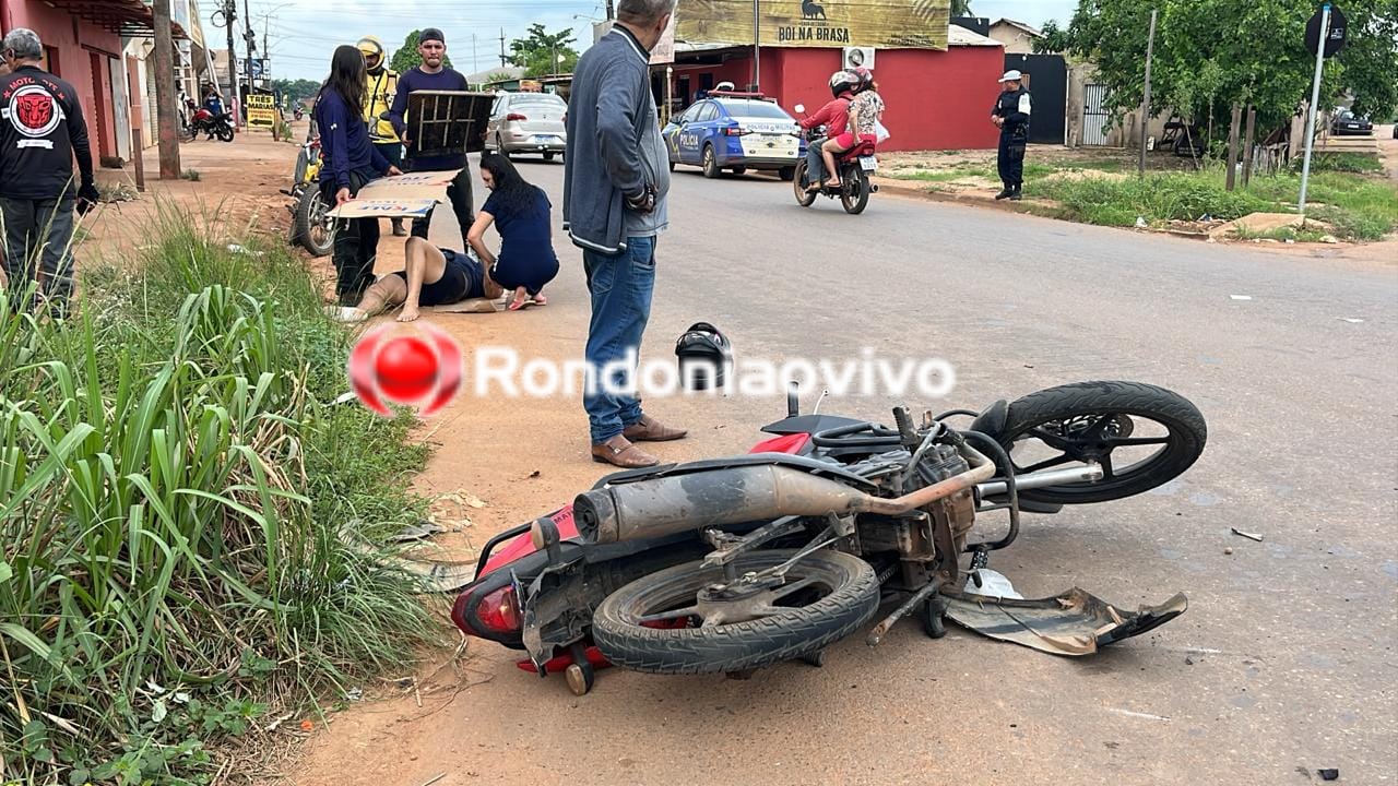 ATROPELADA: Mulher em moto é atingida em cheio após motorista de Gol cruzar preferencial