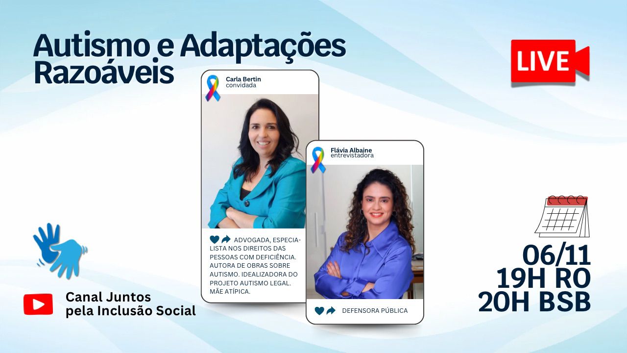 INCLUSÃO: Autismo e adaptações razoáveis são tema de live nesta quarta (06)