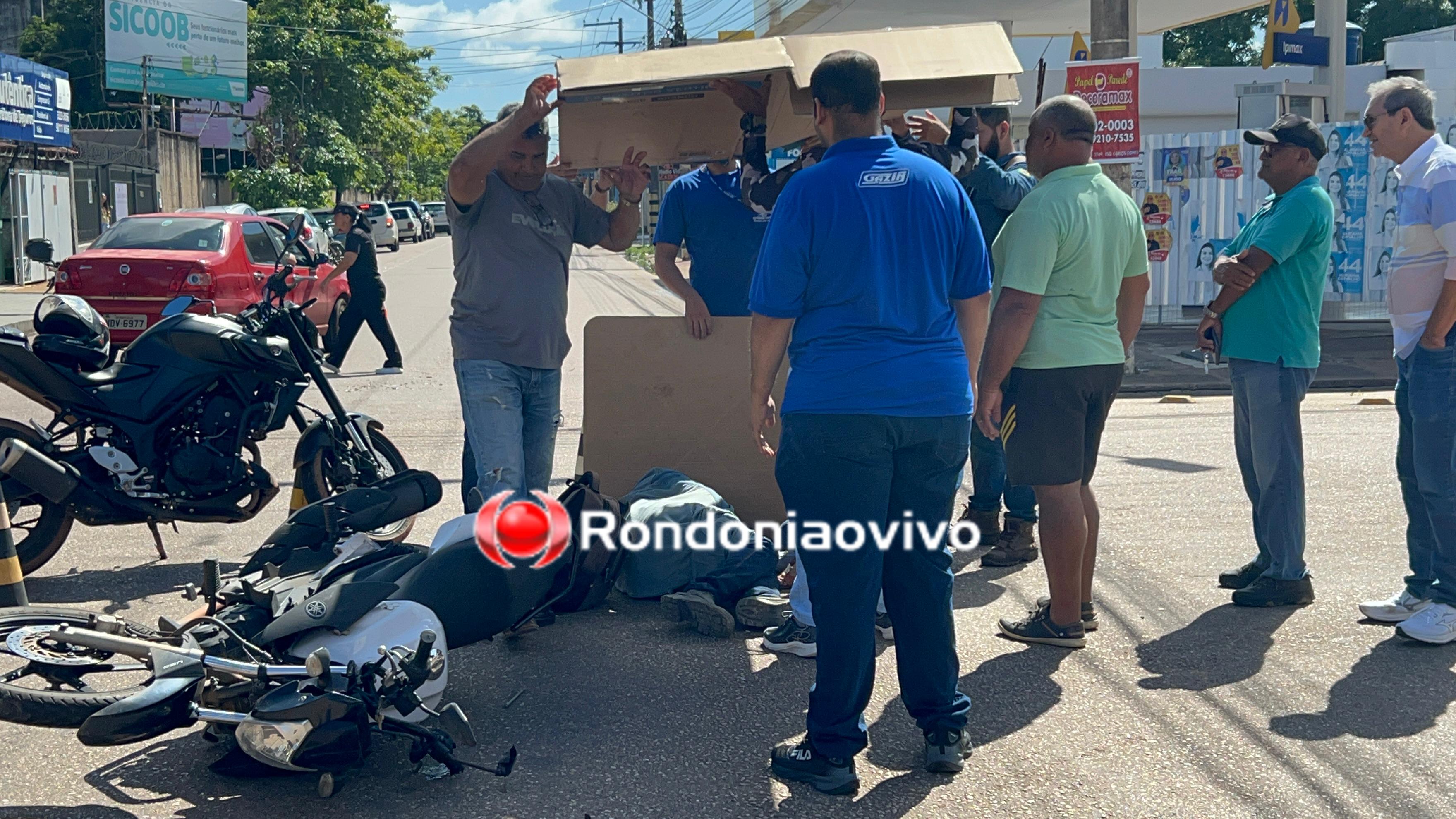 URGENTE: Motociclista fica gravemente ferido em acidente na Dom Pedro II