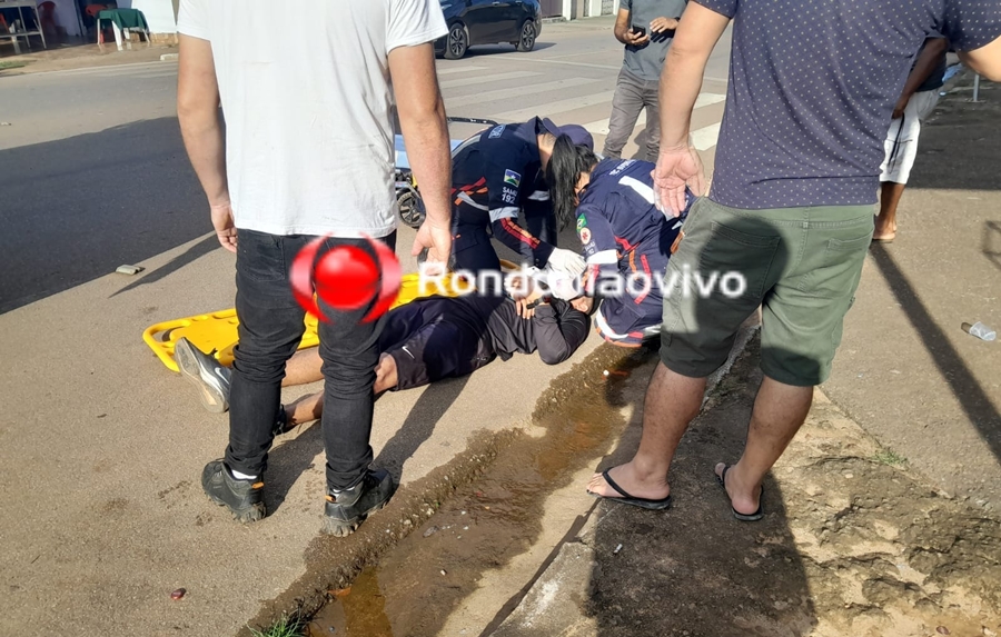 URGENTE: Motociclista de 25 anos sofre vários ferimentos em acidente na faixa de pedestre