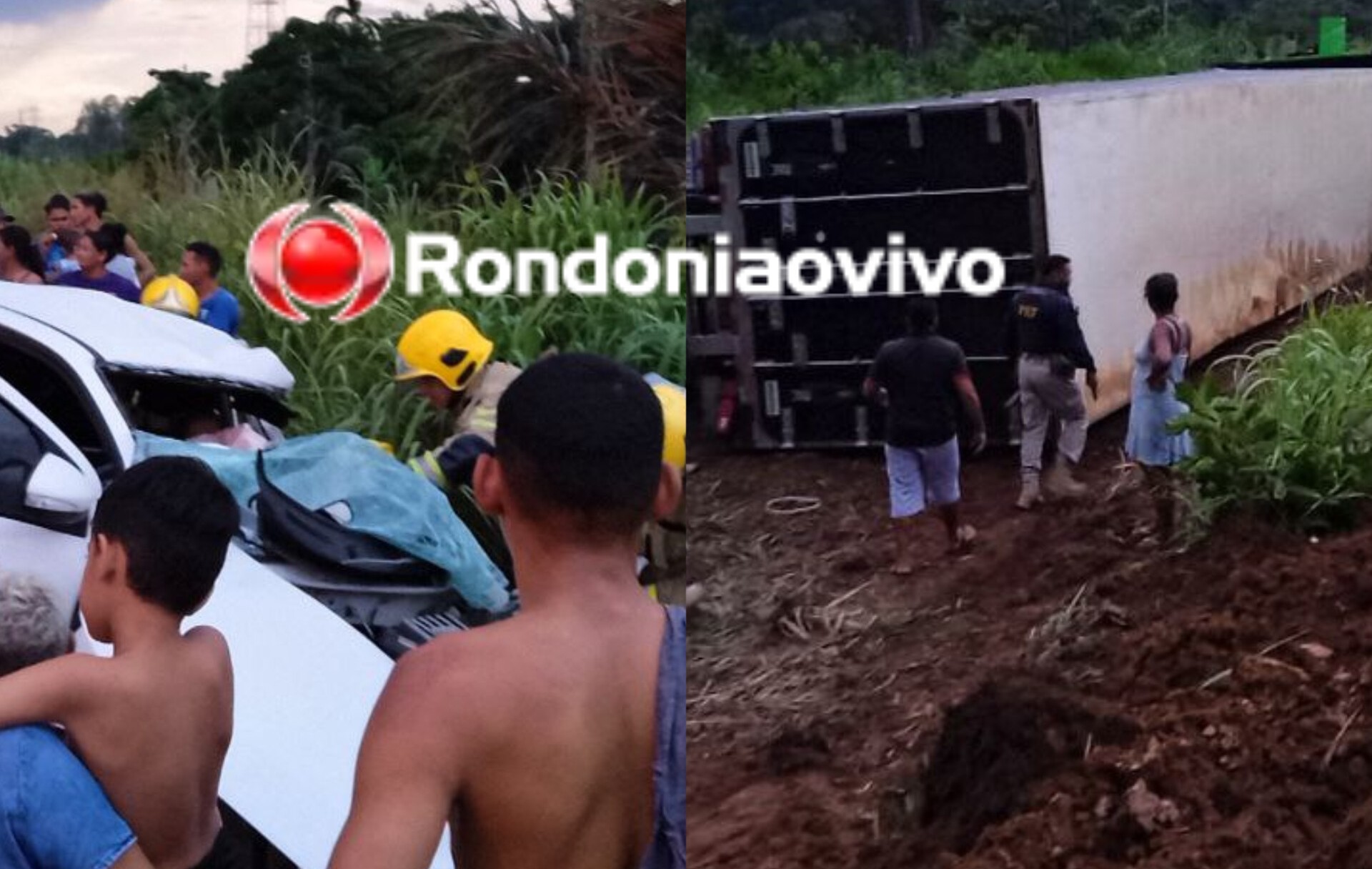 COLISÃO FRONTAL: Motorista fica presa nas ferragens e carreta tomba após grave acidente na BR-364