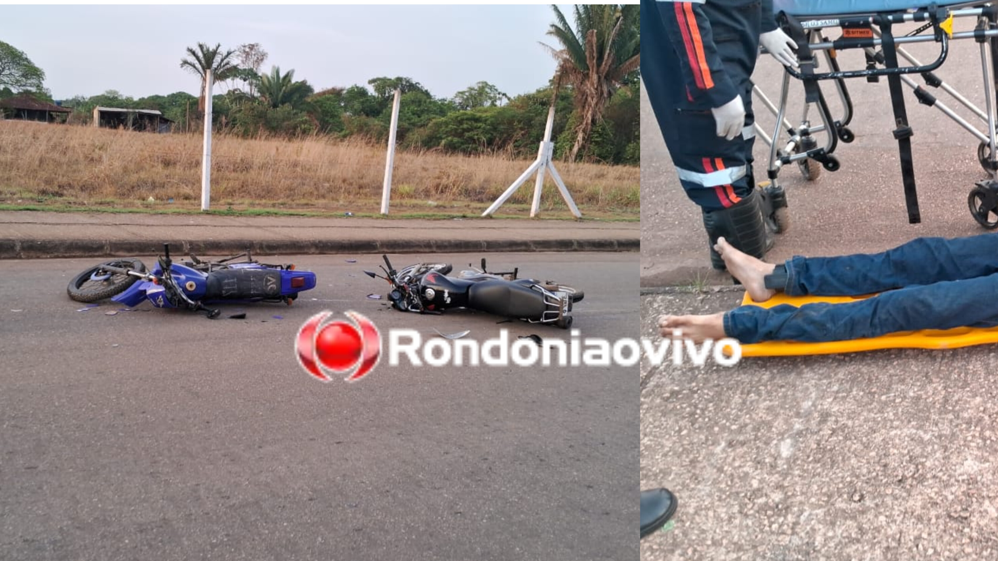 FORTE COLISÃO: Duas pessoas sofrem ferimentos após batida entre motos na Osvaldo Ribeiro 