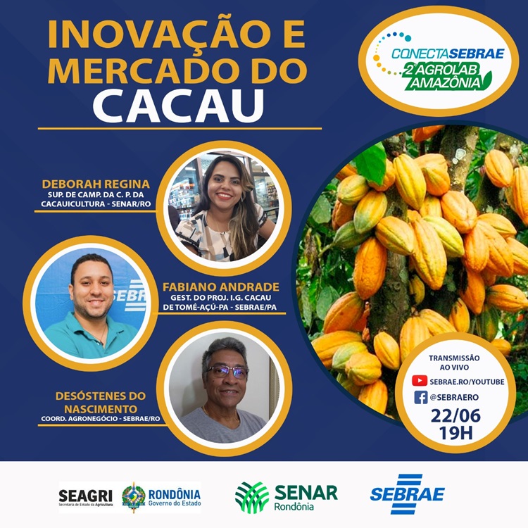 CACAU: Inovação na cacauicultura em debate em live promovida pelo Sebrae