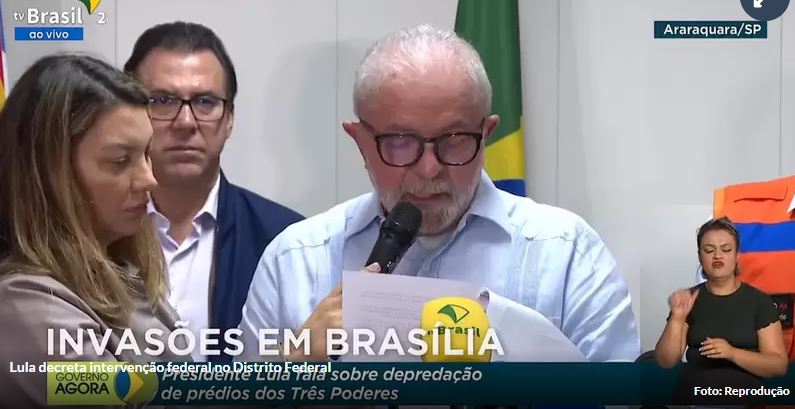 BRASÍLIA: Lula condena ataques terroristas e decreta intervenção federal no DF