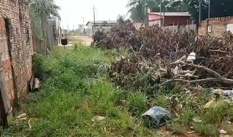 DESCASO: Buraco tomado por lixo deixa rua intransitável no bairro Pantanal