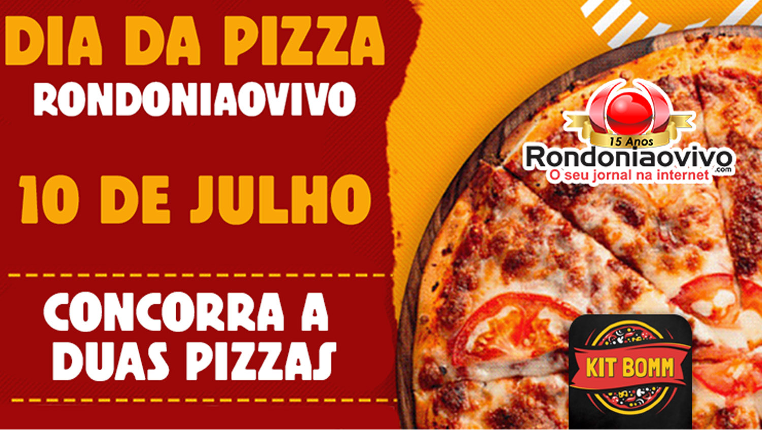 Concorra a duas pizzas KitBomm neste dia nacional da pizza