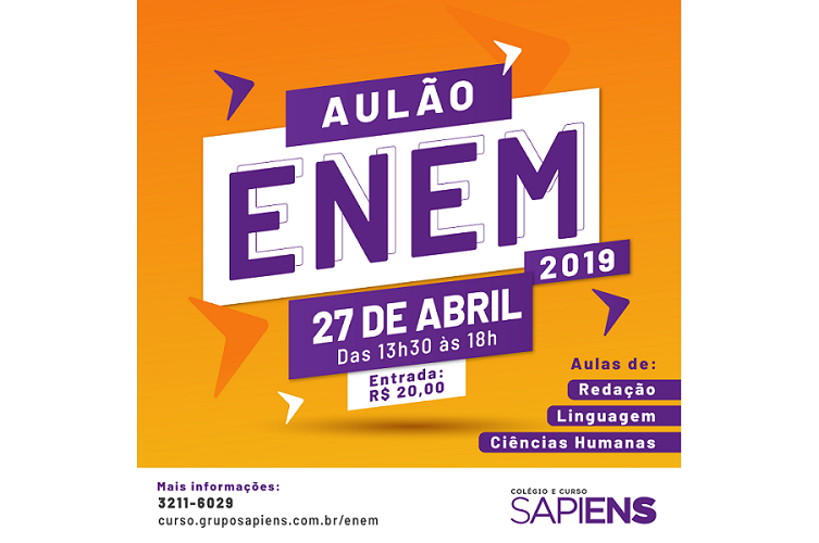 ENEM 2019: Sapiens realiza Aulão de Redação, Linguagens e Ciências Humanas