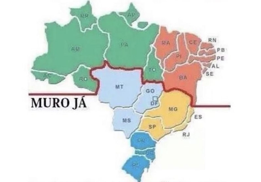 'MURO JÁ': Após fala de Zema, separatistas propõem dividir Brasil em dois