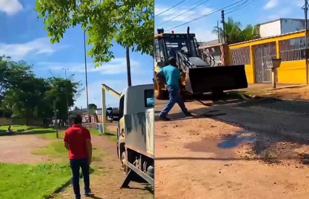 EDIMILSON DOURADO: Vereador fiscaliza serviços de tapa buracos e iluminação pública no bairro Caladinho