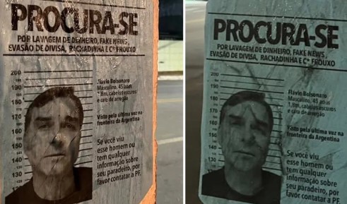 NO ACRE: São espalhados cartazes de 'PROCURADO' de Flavio Bolsonaro
