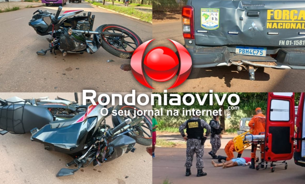 COLISÃO: Motociclista bate em cheio na traseira de viatura da Força Nacional