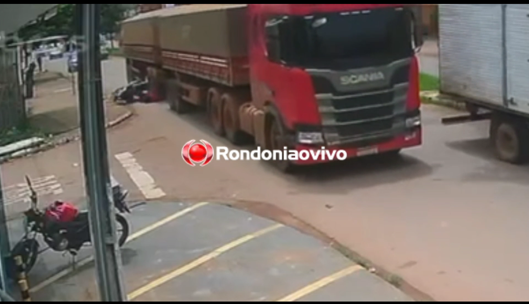 VÍDEO: Motoboy escapa da morte em acidente com carreta na Guaporé 