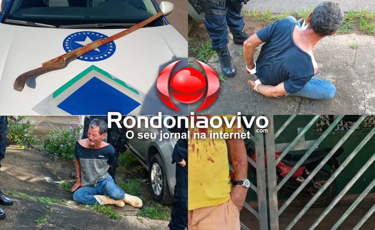 URGENTE: Homem é preso após atacar irmão com foice e agredir a mãe