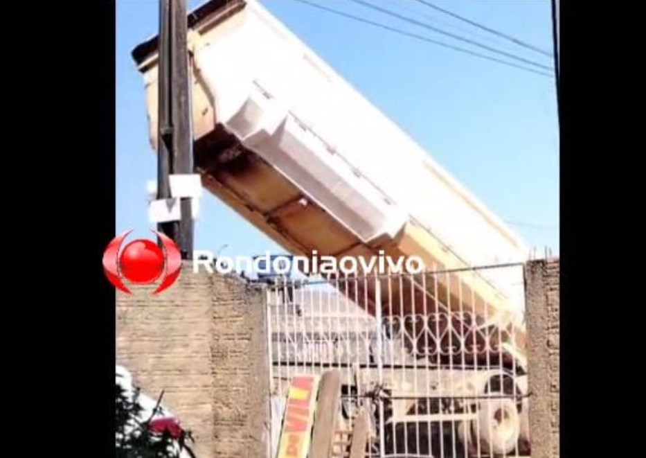 VÍDEO: Internauta filma momento em que caçamba tomba na zona Sul
