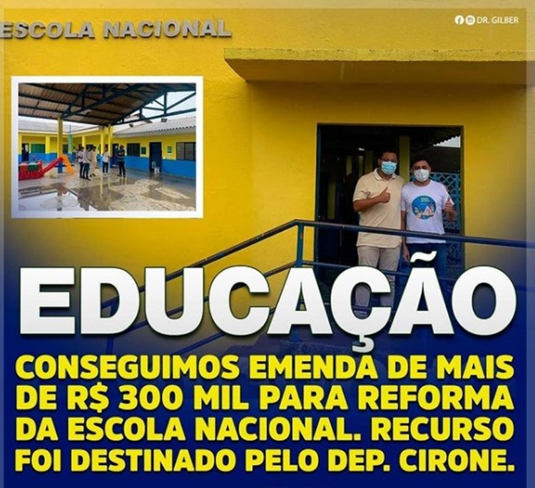 AULAS: Escola Nacional será reformada com emenda de mais de R$ 300 mil