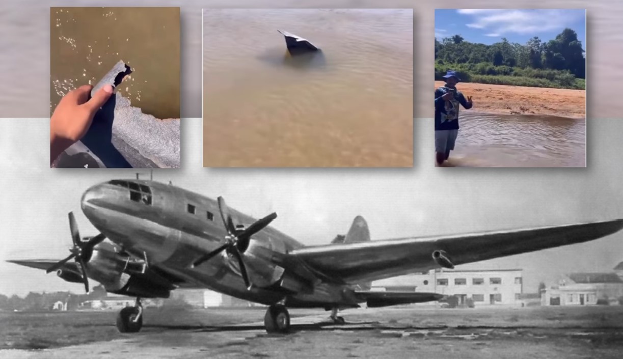 61 ANOS DEPOIS: Seca do rio Jaru revela avião cargueiro que caiu em 1964