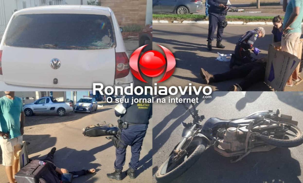 NO SEMÁFORO: Motoboy fica com fratura após bater em traseira de carro parado